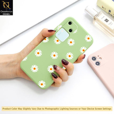 Vivo S18 Cover - ONation Daisy Series - HQ Liquid Silicone Elegant Colors Camera Protection Soft Case