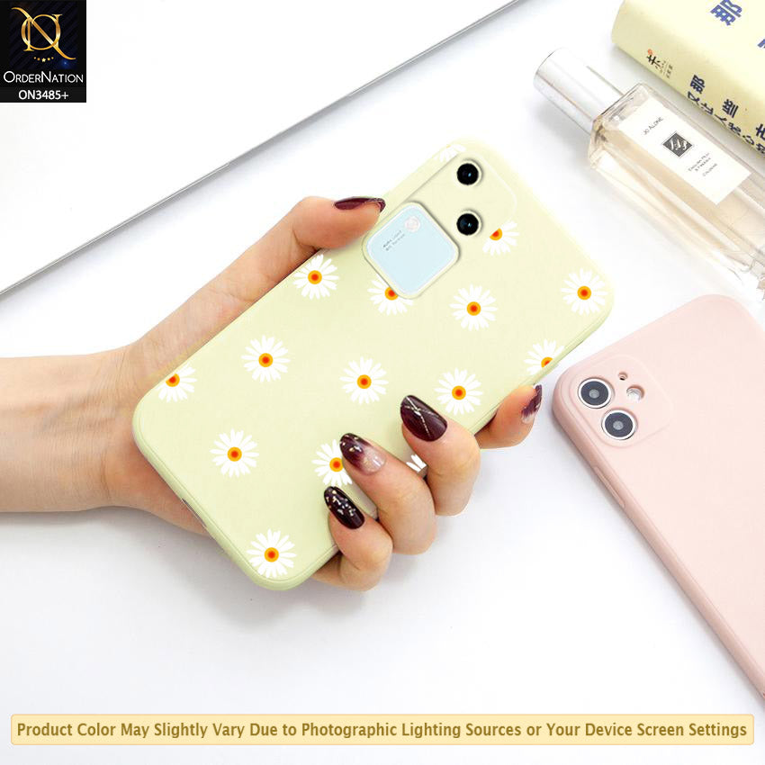 Vivo V30 Cover - ONation Daisy Series - HQ Liquid Silicone Elegant Colors Camera Protection Soft Case (Fast Delivery)(T)