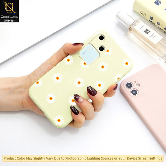 Vivo V30 Cover - ONation Daisy Series - HQ Liquid Silicone Elegant Colors Camera Protection Soft Case (Fast Delivery)(T)