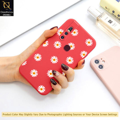 Vivo V15 Cover - ONation Daisy Series - HQ Liquid Silicone Elegant Colors Camera Protection Soft Case