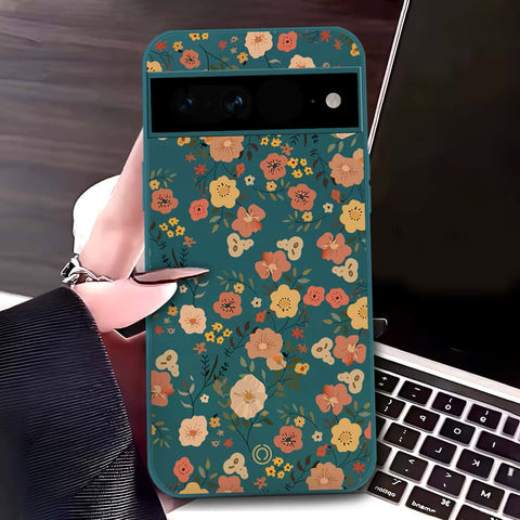 Google Pixel 7 Cover - Dark Green - D3 - ONation Floral Series - HQ Liquid Silicone Soft Case
