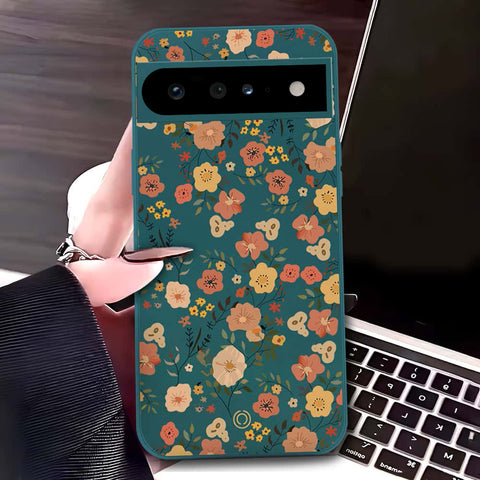 Google Pixel 6 Pro Cover - Dark Green - D3 - ONation Floral Series - HQ Liquid Silicone Soft Case