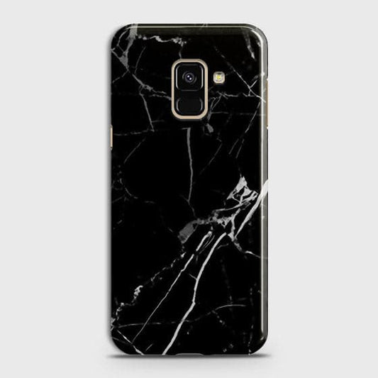 Samsung A8 2018 - Black Modern Classic Marble Printed Hard Case ( Fast Delivery )