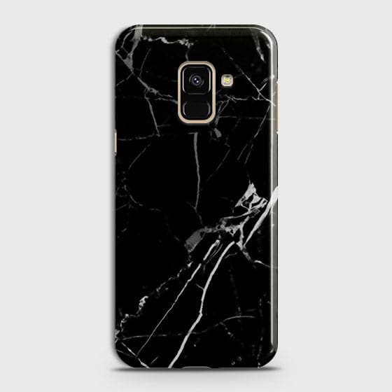 Samsung A6 2018 - Black Modern Classic Marble Printed Hard Case ( Fast Delivery )