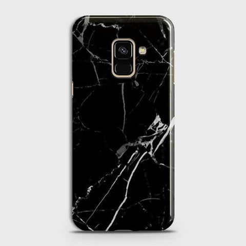 Samsung A6 2018 - Black Modern Classic Marble Printed Hard Case ( Fast Delivery )
