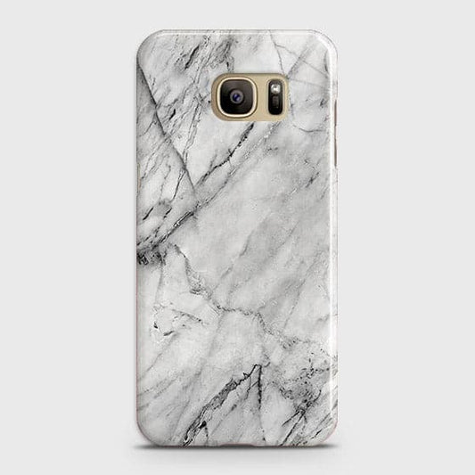 Samsung Galaxy S7 Edge Cover - Matte Finish - Trendy White Floor Marble Printed Hard Case with Life Time Colors Guarantee - D2 ( Fast Delivery )