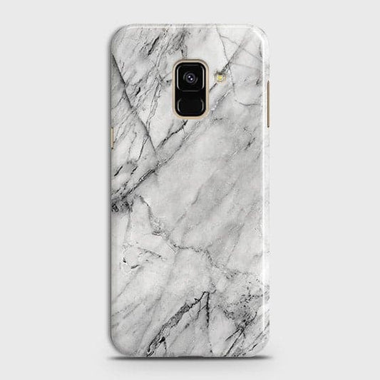 Samsung A8 2018 Cover - Matte Finish - Trendy White Floor Marble Printed Hard Case with Life Time Colors Guarantee - D2 b-70 ( Fast Delivery )