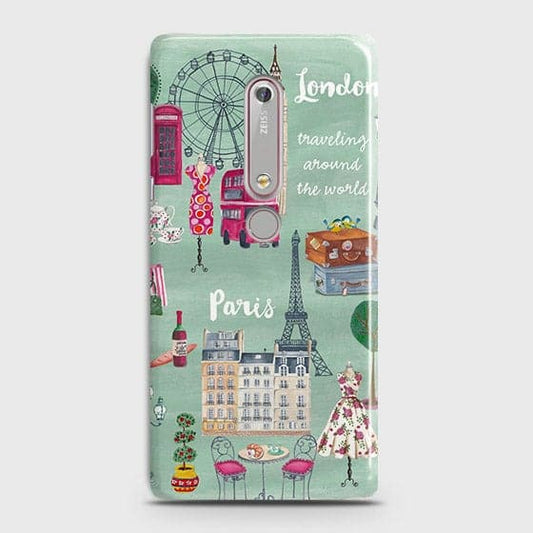 Nokia 6.1 Cover - Matte Finish - London, Paris, New York Modern Printed Hard Case With Life Time Colors Guarantee(1) ( Fast Delivery )