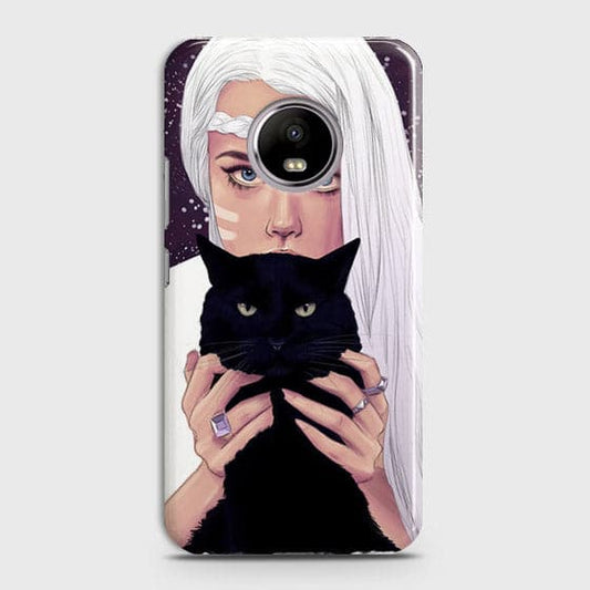 Motorola E4 - Trendy Wild Black Cat Printed Hard Case With Life Time Colors Guarantee ( Fast Delivery )