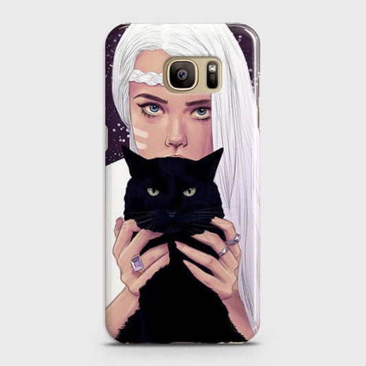 Samsung Galaxy S7 Edge Cover - Trendy Wild Black Cat Printed Hard Case With Life Time Colors Guarantee ( Fast Delivery )