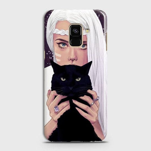 Samsung A8 2018 - Trendy Wild Black Cat Printed Hard Case With Life Time Colors Guarantee (Fast Delivery)