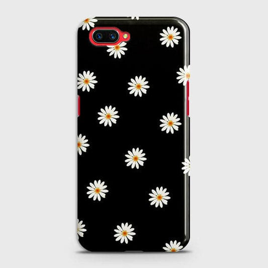 Oppo A5 Cover - Matte Finish - White Bloom Flowers with Black Background Printed Hard Case With Life Time Colors Guarantee ( Fast Delivery )
