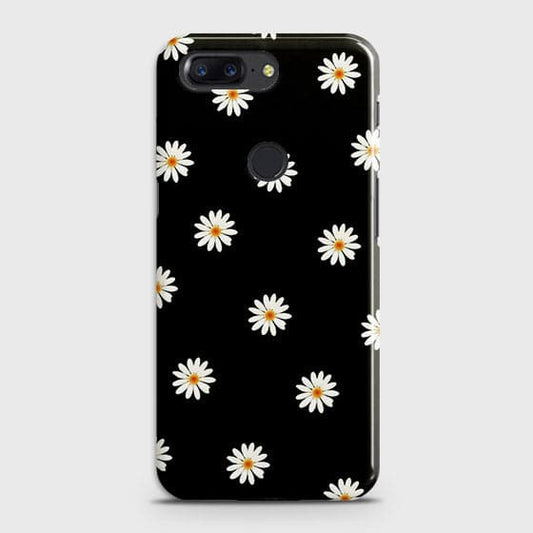 OnePlus 5T Cover - Matte Finish - White Bloom Flowers with Black Background Printed Hard Case With Life Time Colors Guarantee ( Fast Delivery )