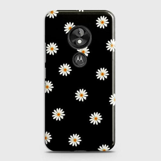 Motorola Moto E5 / G6 Play Cover - Matte Finish - White Bloom Flowers with Black Background Printed Hard Case With Life Time Colors Guarantee ( Fast Delivery )