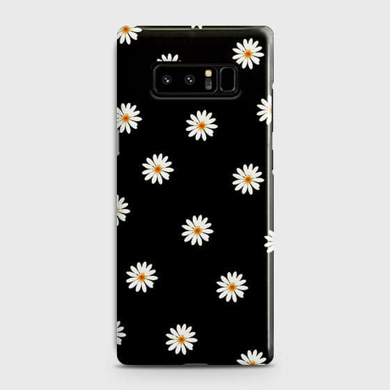 Samsung Galaxy Note 8 Cover - White Bloom Flowers with Black Background Printed Hard Case With Life Time Colors Guarantee ( Fast Delivery )