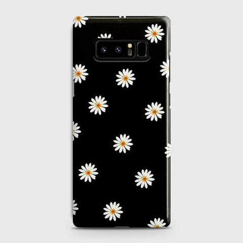 Samsung Galaxy Note 8 Cover - White Bloom Flowers with Black Background Printed Hard Case With Life Time Colors Guarantee ( Fast Delivery )