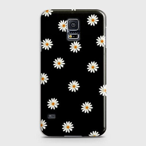 Samsung Galaxy S5 Cover - White Bloom Flowers with Black Background Printed Hard Case With Life Time Colors Guarantee ( Fast Delivery )
