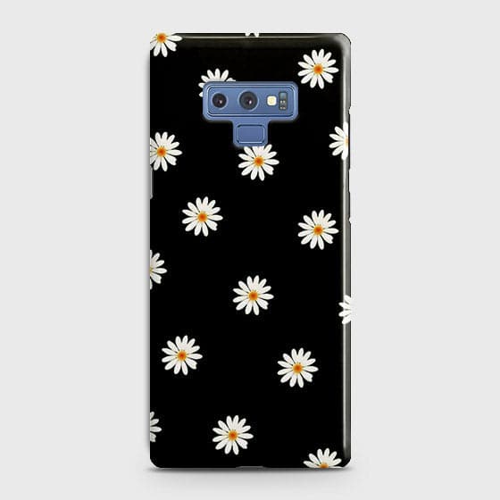 Samsung Galaxy Note 9 Cover  - White Bloom Flowers with Black Background Printed Hard Case With Life Time Colors Guarantee With Life Time Colors Guarantee B75 ( Fast Delivery )