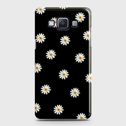 Samsung A5 Cover - White Bloom Flowers with Black Background Printed Hard Case With Life Time Colors Guarantee ( Fast Delivery )