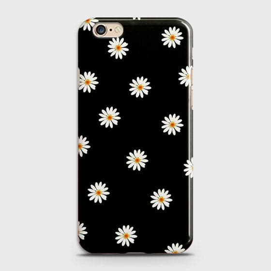 iPhone 6 Plus & iPhone 6S Plus Cover - White Bloom Flowers with Black Background Printed Hard Case With Life Time Colors b55 ( Fast Delivery )