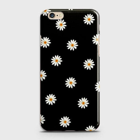 iPhone 6 Plus & iPhone 6S Plus Cover - White Bloom Flowers with Black Background Printed Hard Case With Life Time Colors b55 ( Fast Delivery )