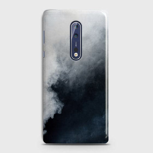 Nokia 8 Cover - Matte Finish - Trendy Misty White and Black Marble Printed Hard Case with Life Time Colors Guarantee ( Fast Delivery )