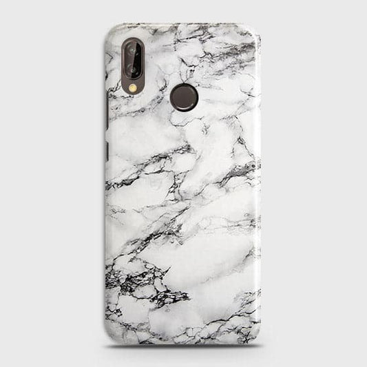 Huawei P20 Lite Cover - Matte Finish - Trendy Mysterious White Marble Printed Hard Case with Life Time Colors Guarantee ( Fast Delivery )
