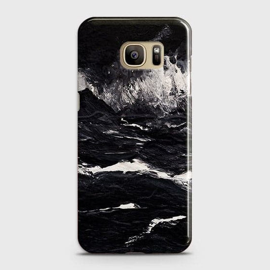 Samsung Galaxy S7 Cover - Matte Finish - Black Ocean Marble Trendy Printed Hard Case With Life Time Colour Guarantee ( Fast Delivery )