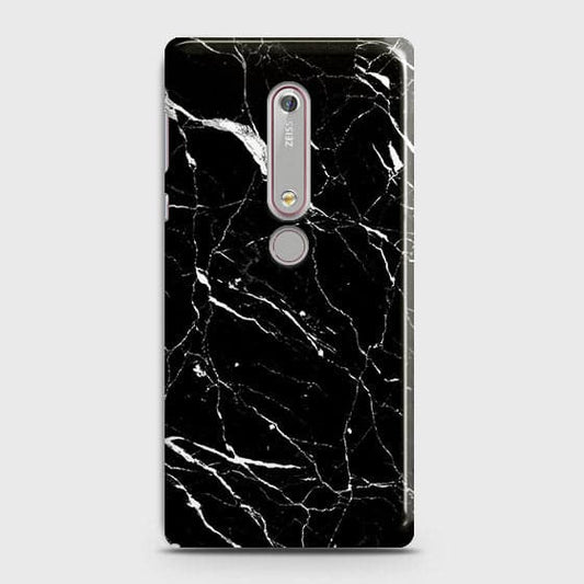 Nokia 6.1 Cover - Matte Finish - Trendy Black Marble Printed Hard Case With Life Time Guarantee (Fast Delivery)