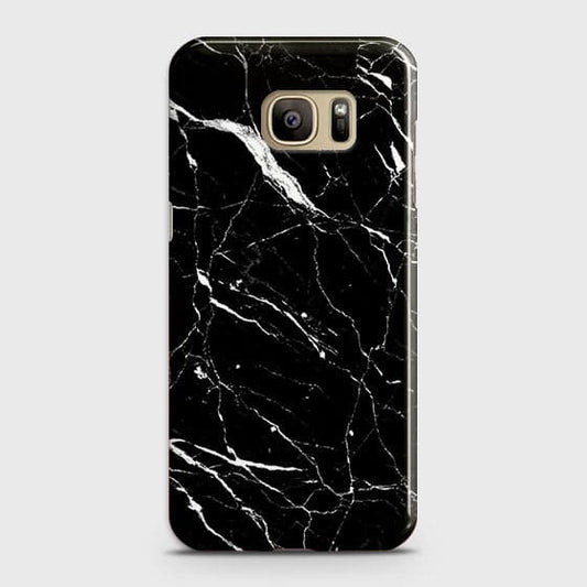 Samsung Galaxy S7 Edge Cover - Matte Finish - Trendy Black Marble Printed Hard Case With Life Time Colour Guarantee ( Fast Delivery )
