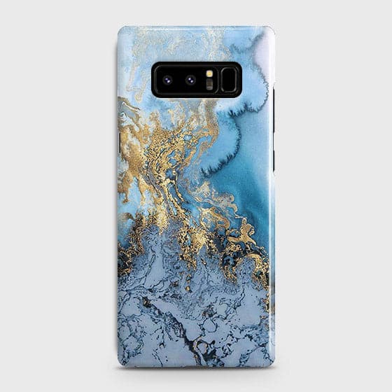 Samsung Galaxy Note 8 - Trendy Golden & Blue Ocean Marble Printed Hard Case with Life Time Colors Guarantee - OrderNation