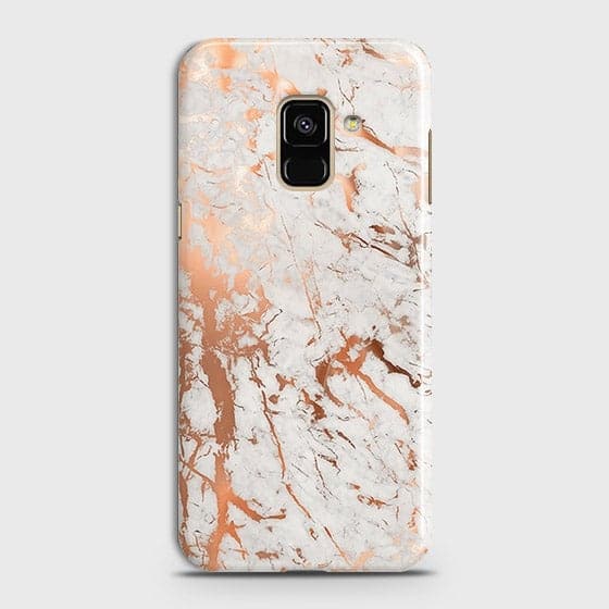 Samsung A8 2018 Cover - In Chic Rose Gold Chrome Style Printed Hard Case with Life Time Colors Guarantee (Fast Delivery)