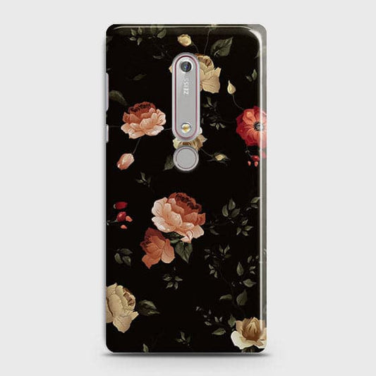 Nokia 6.1 Cover - Matte Finish - Dark Rose Vintage Flowers Printed Hard Case with Life Time Colors Guarantee ( Fast Delivery )