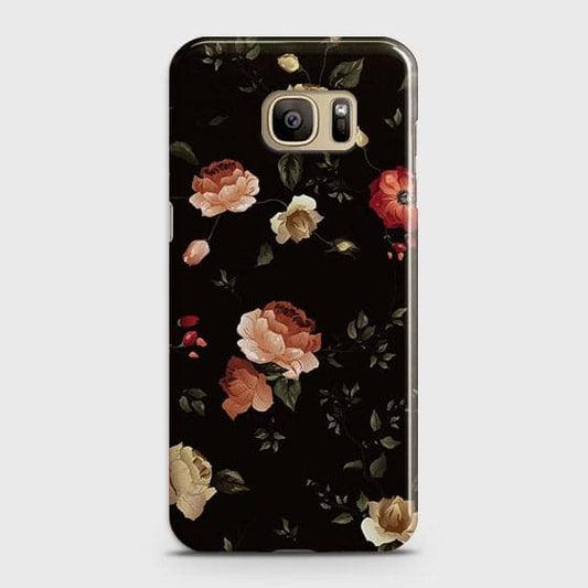 Samsung Galaxy S7 Edge Cover - Matte Finish - Dark Rose Vintage Flowers Printed Hard Case with Life Time Colors Guarantee ( Fast Delivery )