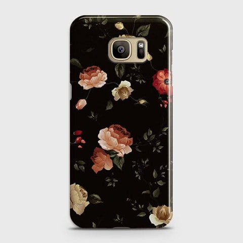 Samsung Galaxy S7 Edge Cover - Matte Finish - Dark Rose Vintage Flowers Printed Hard Case with Life Time Colors Guarantee ( Fast Delivery )