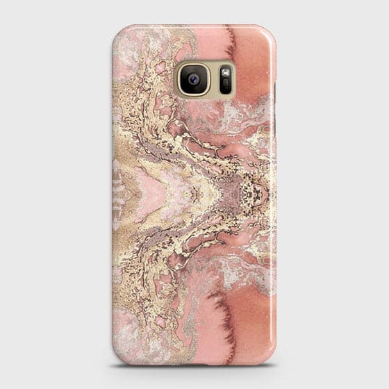 Samsung Galaxy S7 Cover - Trendy Chic Rose Gold Marble Printed Hard Case with Life Time Colors Guarantee (Fast Delivery)