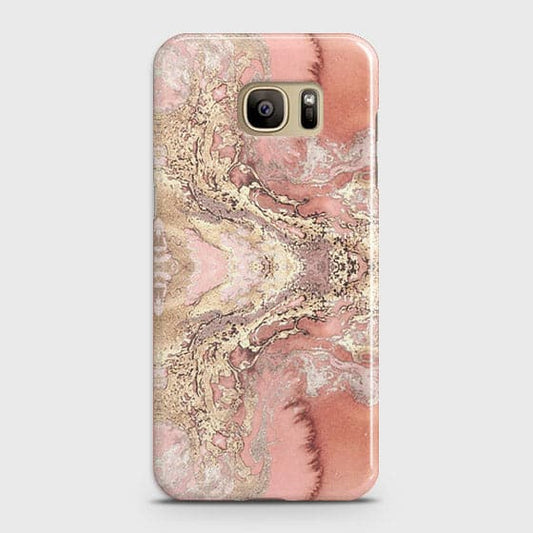 Samsung Galaxy S7 Cover - Trendy Chic Rose Gold Marble Printed Hard Case with Life Time Colors Guarantee (Fast Delivery)