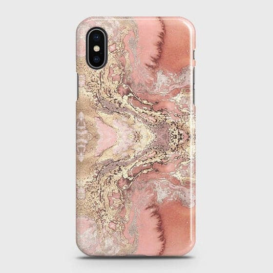 iPhone XS Cover - Trendy Chic Rose Gold Marble Printed Hard Case with Life Time Colors Guarantee ( Fast Delivery )