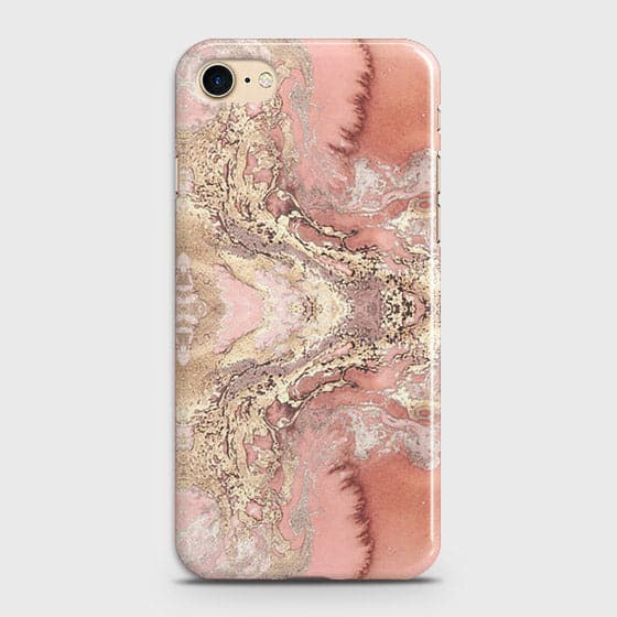 iPhone 7 & iPhone 8 Cover - Trendy Chic Rose Gold Marble Printed Hard Case with Life Time Colors Guarantee ( Fast Delivery )