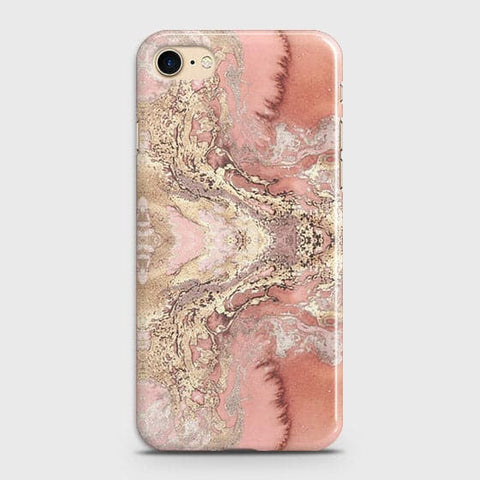 iPhone 7 & iPhone 8 Cover - Trendy Chic Rose Gold Marble Printed Hard Case with Life Time Colors Guarantee ( Fast Delivery )