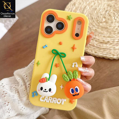 iPhone 17 Pro Cover - Yellow - New Soft Silicon Cartoon Animal & Carrot Phone Case Soft TPU Shockproof Cover
