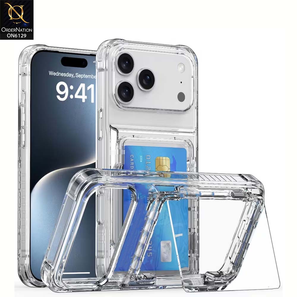 iPhone 17 Pro Max Cover - Transparent - Slim Shockproof Case For Built-in Card Pocket Back Cover