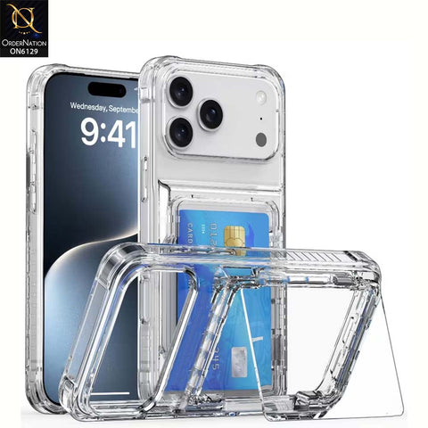 iPhone 17 Pro Max Cover - Transparent - Slim Shockproof Case For Built-in Card Pocket Back Cover