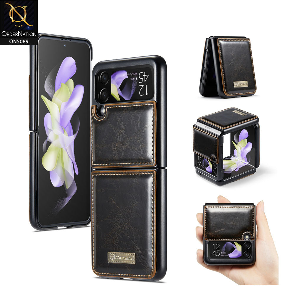 Samsung Galaxy Z Flip 3 5G Cover - Brown - CaseMe Classic Leather Flip Book Card Slot Case