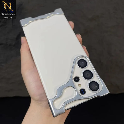 Samsung Galaxy S24 Ultra Cover - Gray - New Trendy Alloy Metal Minimalist Phone Case With Camera Protectors