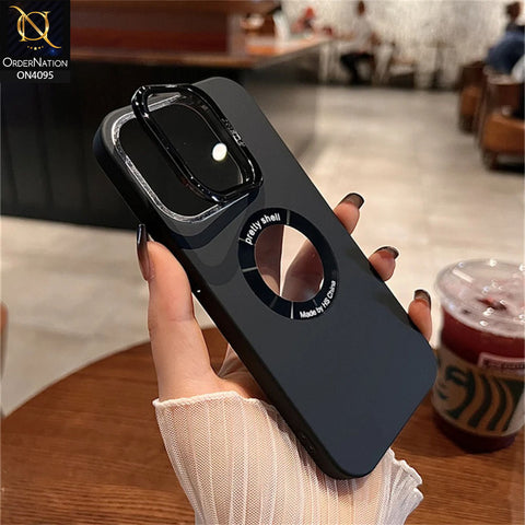 iPhone 14 Pro Max Cover - Black -  Invisible Bracket Folding Camera Lens Holder Protection Matte Case Magnetic For Magsafe Hard Cover