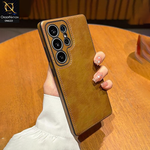 Samsung Galaxy S24 Ultra Cover -  Brown - New JINDUKA Premium Vintage Leather Case Protective Back Cover