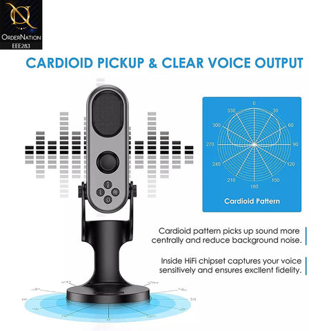 Jmary MC-PW7 Professional Usb Microphone For Podcasting, Gaming, Streaming, Recordings With Noise Reduction - Black