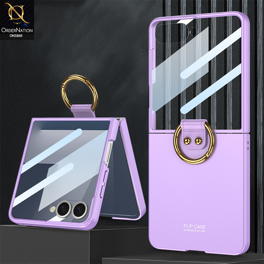 Samsung Galaxy Z Flip 7 Cover - Purple - New PremiumUltra Thin Pc With Ring Holder And Glass Protection Designed By GKK