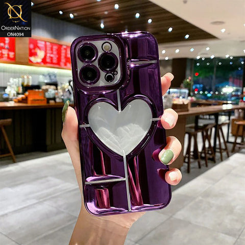iPhone 15 Pro Max - Silver -  Electroplating 3D Hollow Love Heart Soft Case